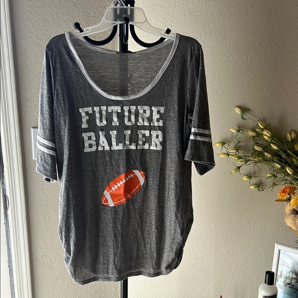 Gray 'Future Baller' Graphic Tee Maternity NWT summer pregnancy t shirt